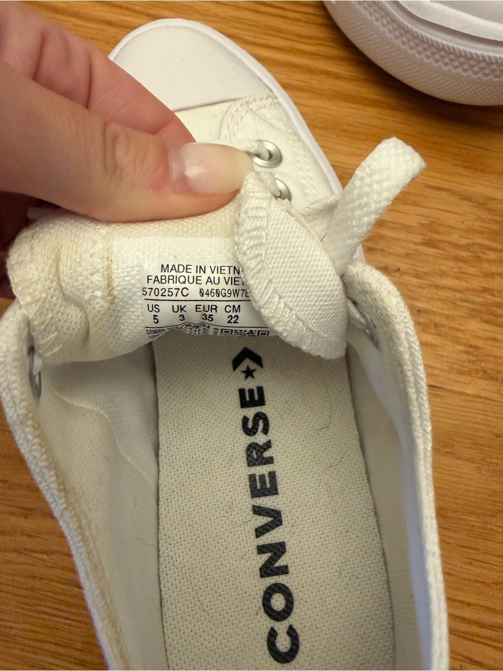 Converse White Low Top Sneakers - Canvas Lace-Up - Picture 3 of 5